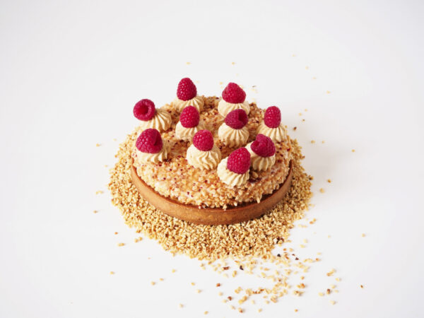 Tarte praliné et framboises